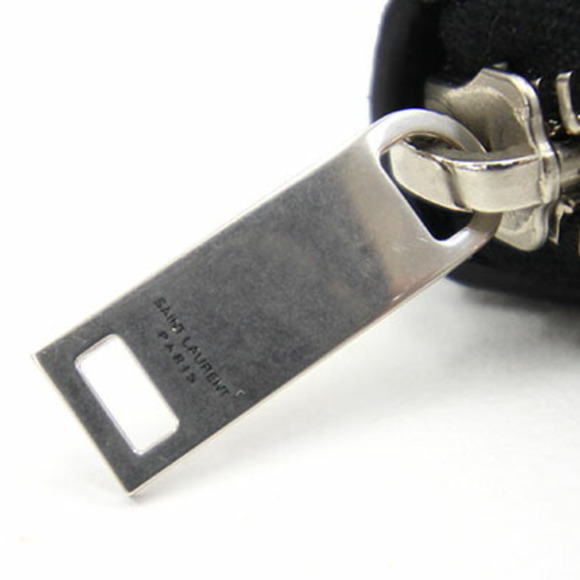 Saint Laurent Round Long Wallet Cassandra Shadow Zip Around 687054 Black Leat... - Picture 6 of 7